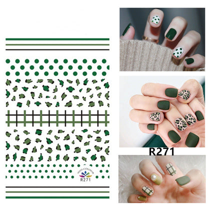 Green Leaf Nail Sticker Cactus Green Polka Dot Leopard Nail Sticker