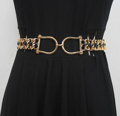 Metal Thick Chain PU Braided Waist Chain Women