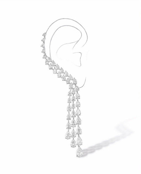 Avant-garde Zircon Ear Clip Symmetrical Earrings