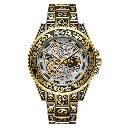 New Stylish Luminous Mens Fully Automatic Mechanical Watch A Trendy Vintage Timepiece