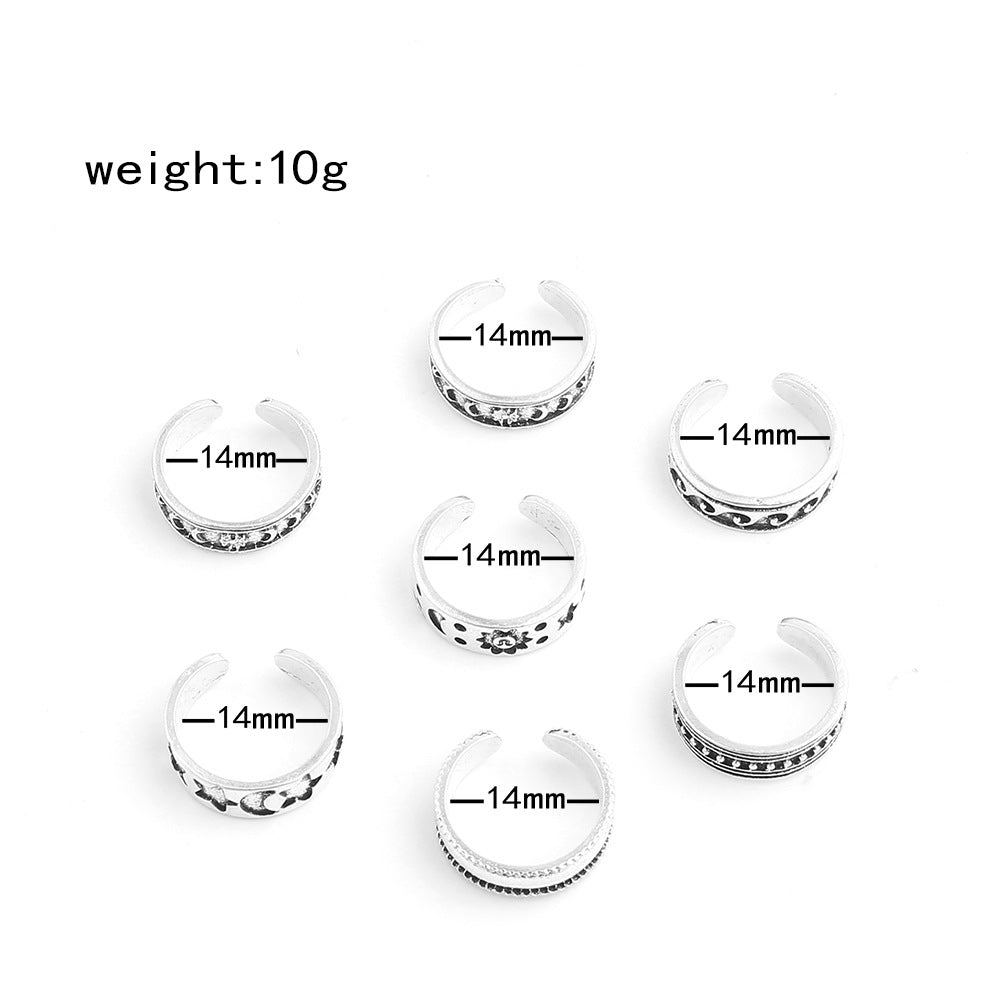 Summer Beach Alloy 7-piece Opening Toe Ring Finger Stall