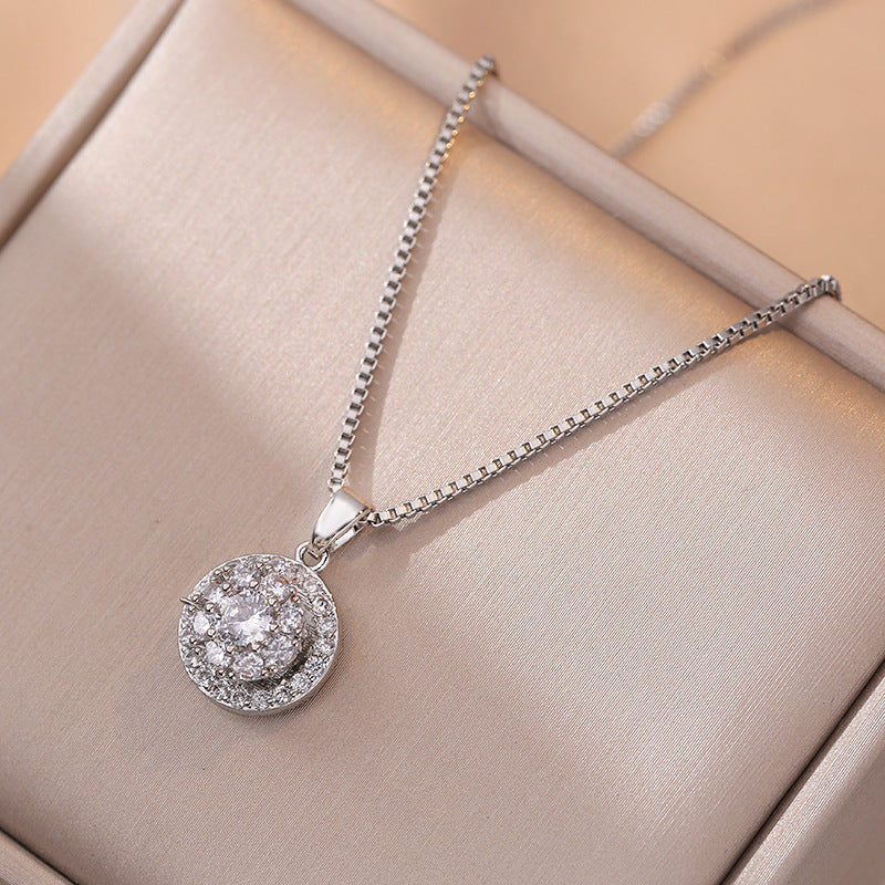 Zircon Light Luxury Good Luck Comes Rotating Open Rings Ear Studs Necklace Suit