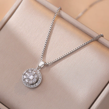 Zircon Light Luxury Good Luck Comes Rotating Open Rings Ear Studs Necklace Suit