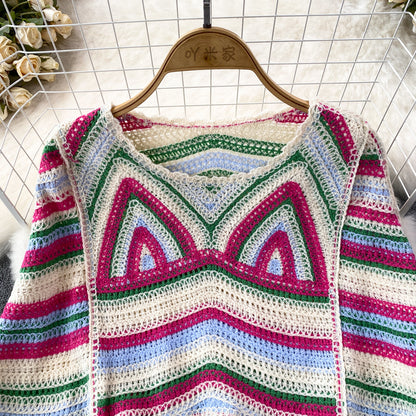 Short Tassel Cropped Thai Sweater Long Sleeve Blouse