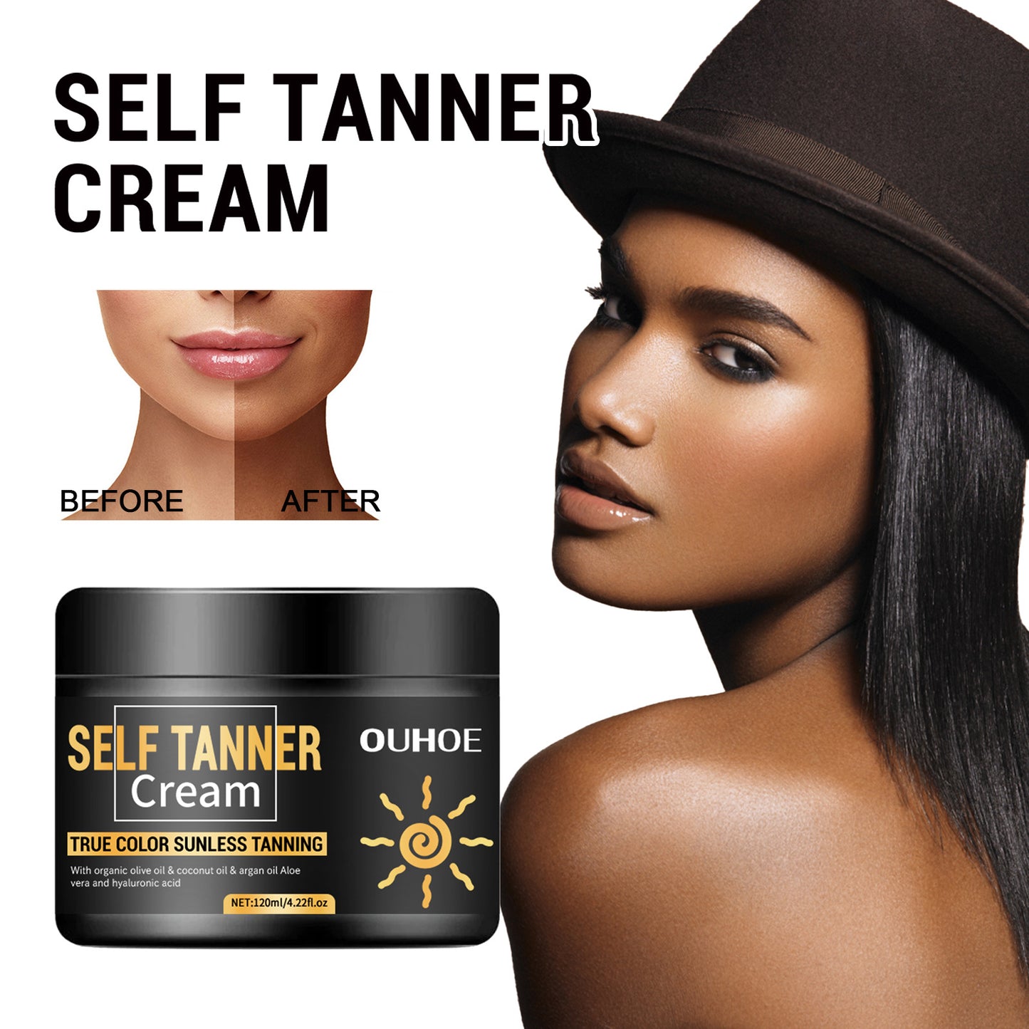 OUHOE Deep Sun Black Frost Outdoor Sunbath Help Sun Natural Bronze Skin Moisturizing Skin Help Black Frost