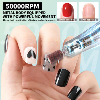 Electric 45000RPM Nail Drill Machine Rechargeable Portable Nail File Electric DIY Nail Drill Kit With Smart LCD Screen For Gel Nail Manicure And Pedicure Reflective Body Etc
