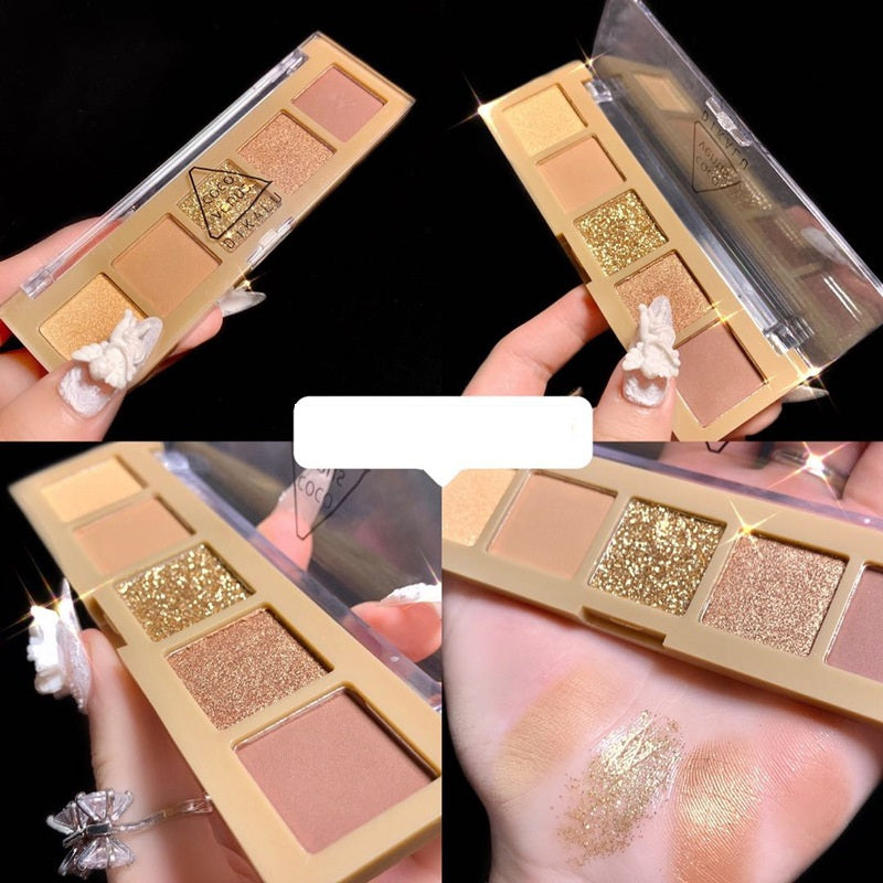 Five-Color Eye Shadow Plate Earth Color Affordable Student Niche