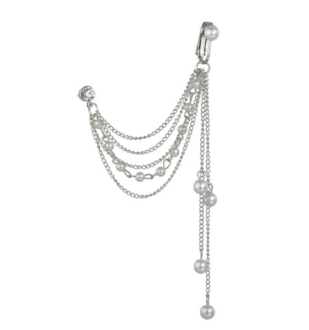 Pearl Multi-layer Chain Ear Bone Clip Personalized Fashion Earrings Female One Temperament Tassel Ear Clip Earrings