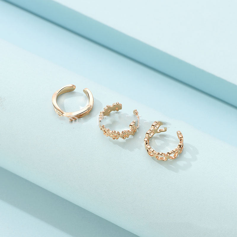 Trendy Holiday Style Beach Toe Set Ring 3-Piece Set