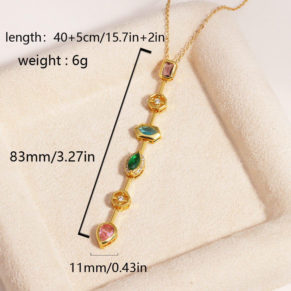 Square Colored Diamond Pendant Necklace For Women