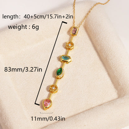 Square Colored Diamond Pendant Necklace For Women