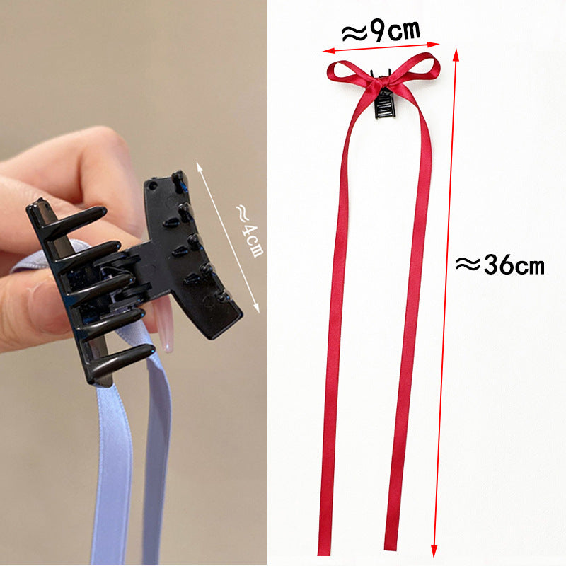 36cm Ribbon Long Polyester Cotton Bow Claw Clip