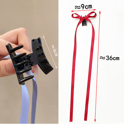 36cm Ribbon Long Polyester Cotton Bow Claw Clip