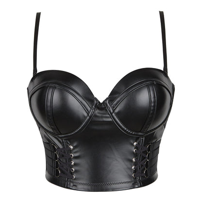 Women's Back Breasted PU Leather Sling Corset