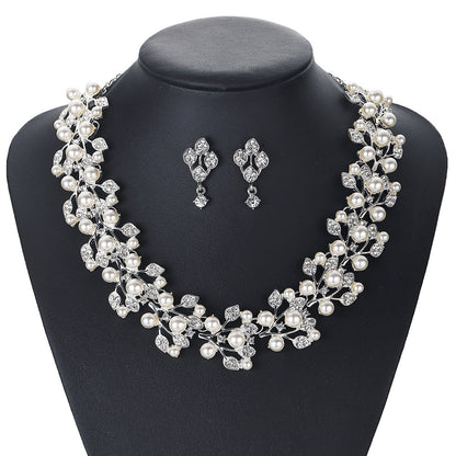 Pearl Leaf-Shaped Jewelry Set For Women