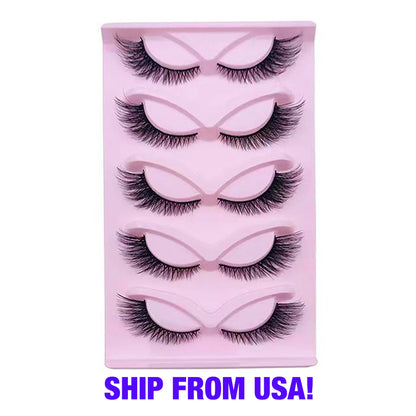 5 Pairs False Lashes Eyelashes Extension Cluster, Faux Mink Fluffy Long Full Look Eye Bottom,  Dramatic Cosmetic Makeup