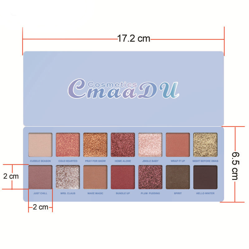 14-Color Matte And Metallic Waterproof Glitter Eyeshadow Palette