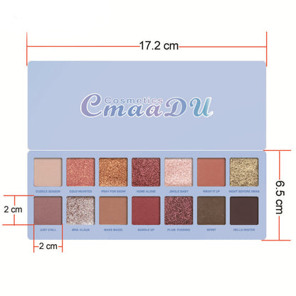 14-Color Matte And Metallic Waterproof Glitter Eyeshadow Palette