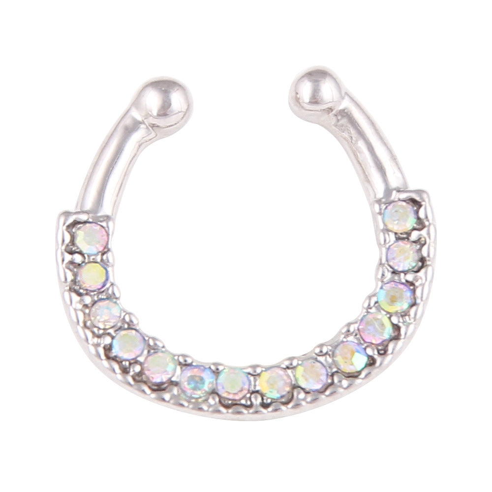5-color Diamond U-shaped Fake Nose Ring Personality Perforation-free Nose Ring