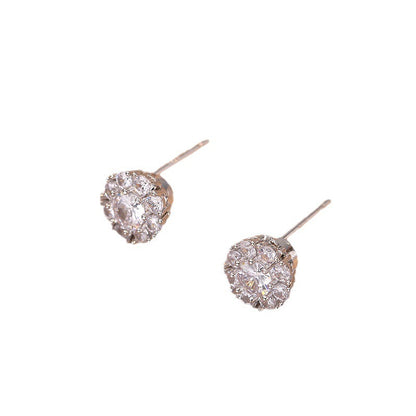 Zircon Light Luxury Good Luck Comes Rotating Open Rings Ear Studs Necklace Suit