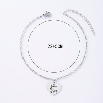 New Peach Heart Pendant Anklet Silver Stainless Steel Anklet