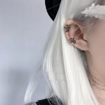 Bat Ear Clip Non-pierced Earrings For Women Cool Personalized Cold Style Punk Handsome Hip Hop Ear Clip Painless Ear Studs