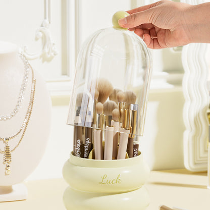 Dustproof Rotating Makeup Brush Holder With Lid