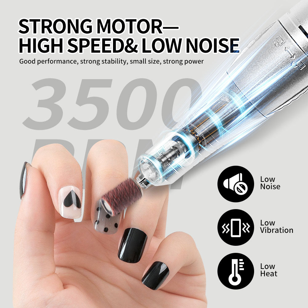 Professional Nail Drill, 35000 RPM Electric Mobile Drill For Acrylic Nails, Rechargeable Electric Nail File Machine Kit For Home Use, Salon Quality, Portable & Low Noise.