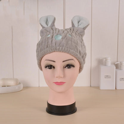 Coral Velvet Creative Cartoon Cute Shower Cap Ladies