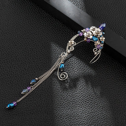 Metal Non-piercing Ear Clip Elf Handmade Ear Hanging Long Fringe Earrings