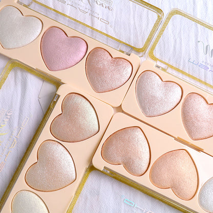 Three-color Love High-gloss Pearlescent Brightening Cute Girl Student Eye Shadow Repair Makeup Palette