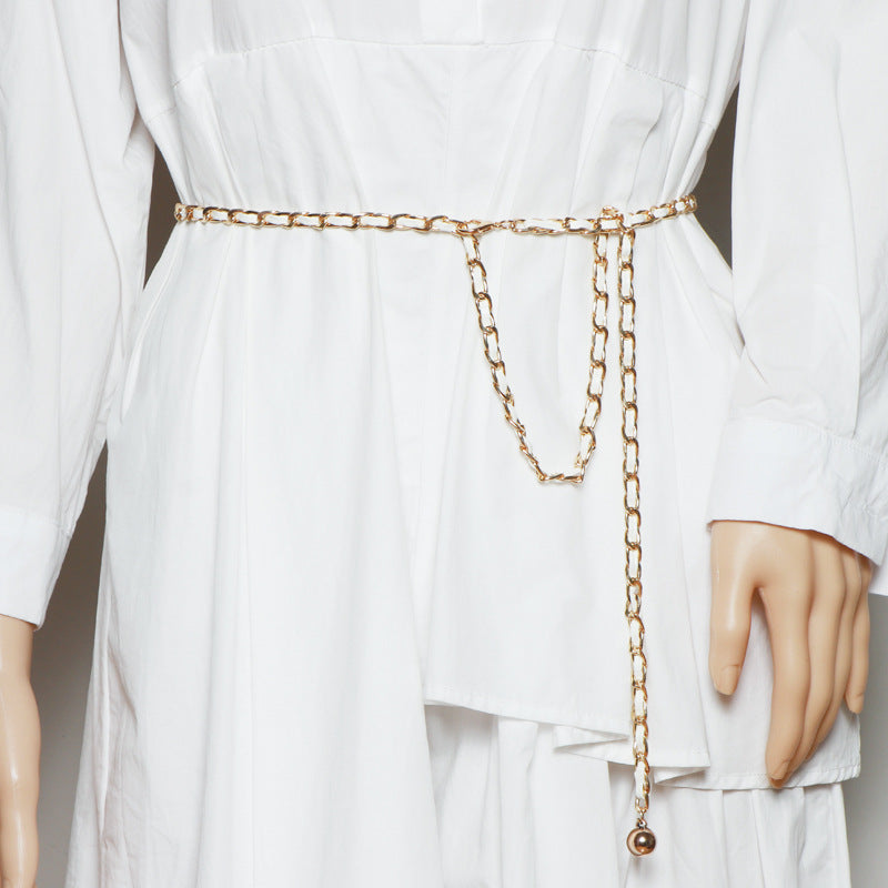 Thin Belt Fashion Chain Braided Waist Waist Closure