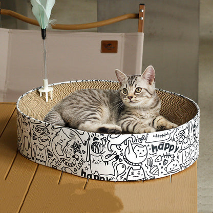 Oval Cat Scratch Board Nest Corrugated Paper Cat Scratch Toy