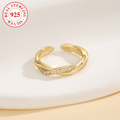 Fashion And Fully-jewelled Wave Cross Women's Open Toe Ring