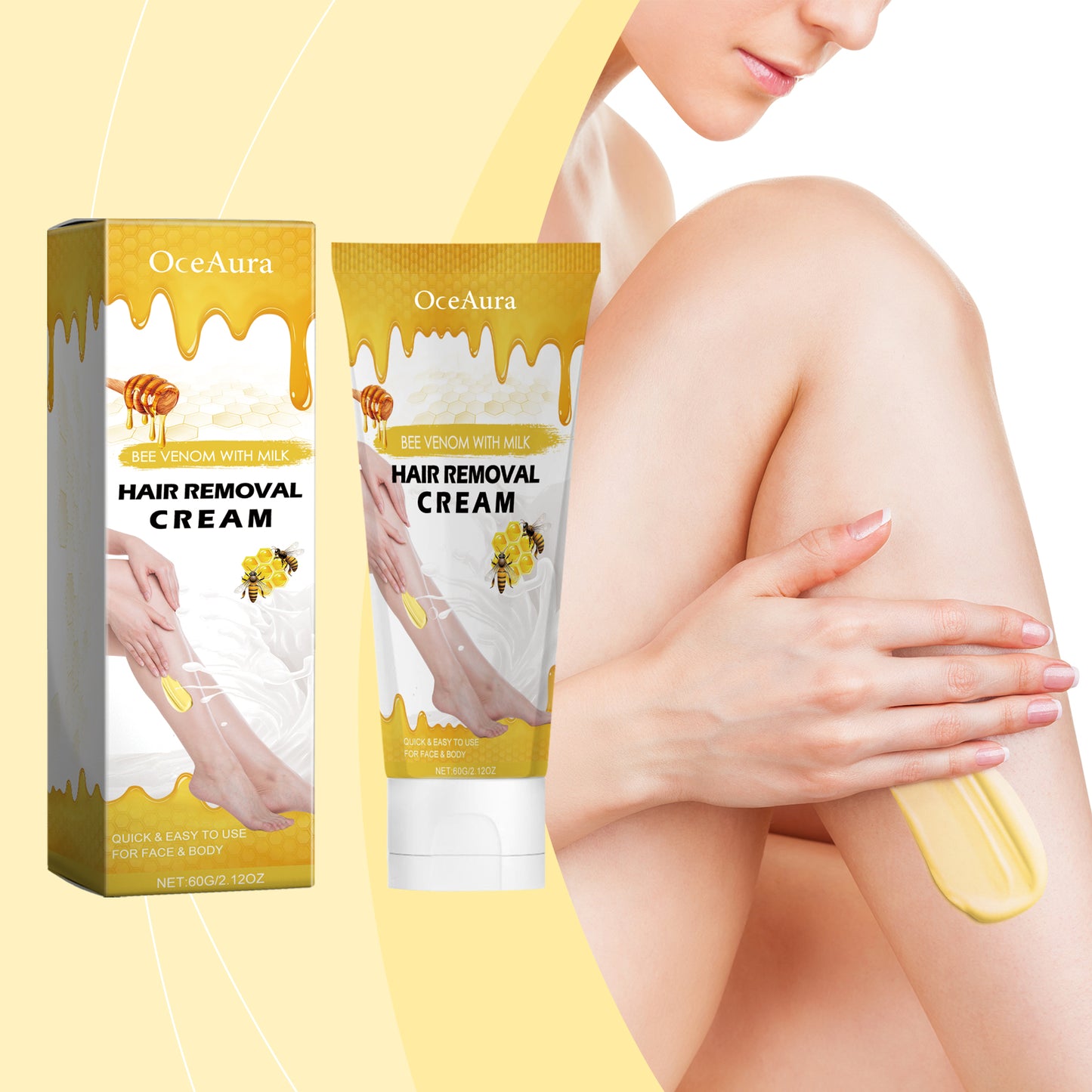 Oceaura Bee Venom Milk Moisturizing Depilatory Cream Gentle Body Depilatory Cream Armpit Hands And Legs Depilatory Cream