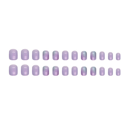 Dazzling Aurora Fake Nails Blooming Manicure Short 24 Pieces