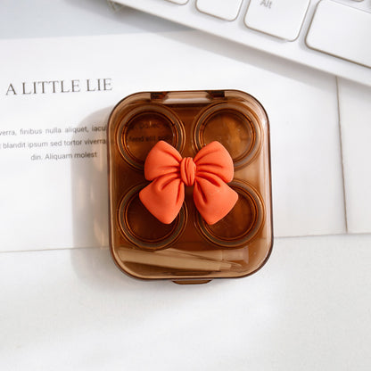 Cute Bow Transparent Contact Lens Case Cartoon Portable