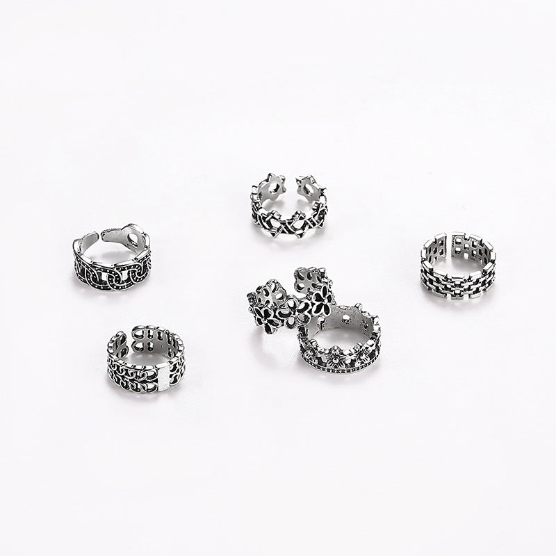 Retro Hollow-out Petals Opening Adjustable Toe Ring Women