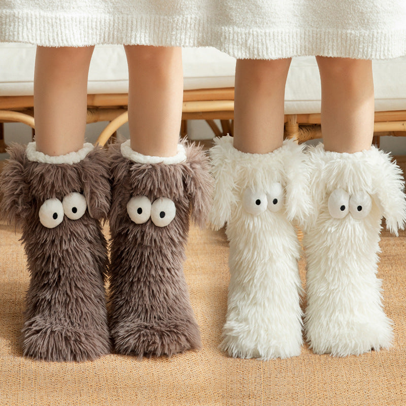 Thickened And Fleece Anti-slip Women's Plush Snow Socks And Shoe Covers