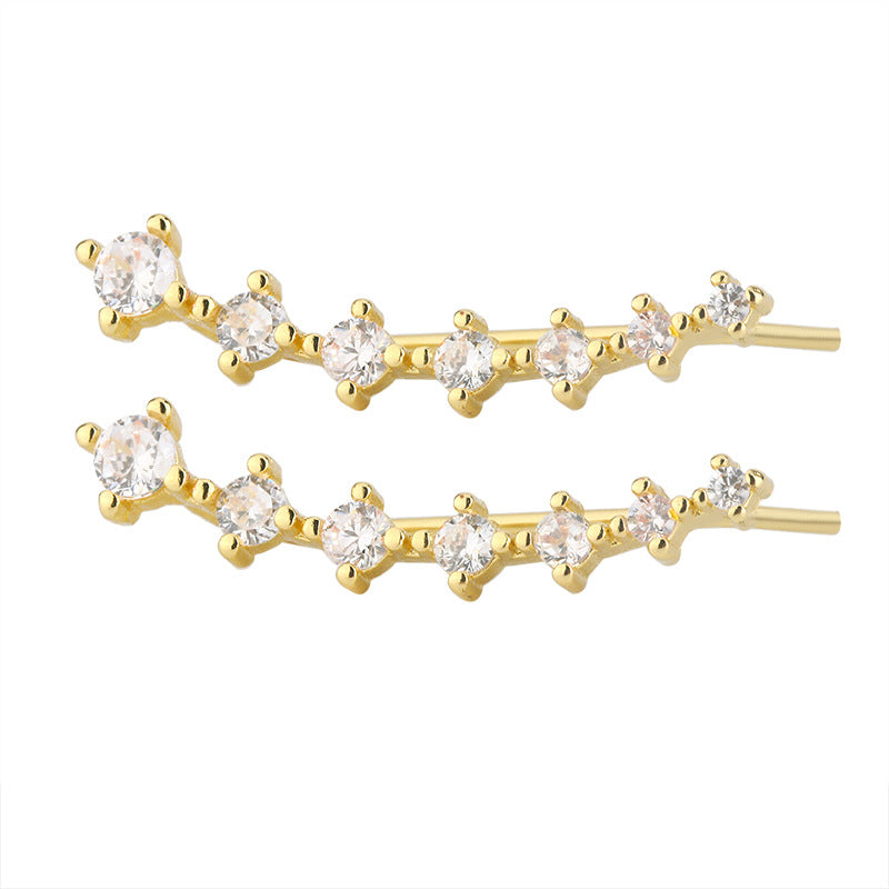 New Zircon Earrings Women's Light Luxury Earrings Niche Design Advanced Ear Clip