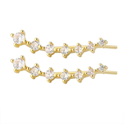 New Zircon Earrings Women's Light Luxury Earrings Niche Design Advanced Ear Clip