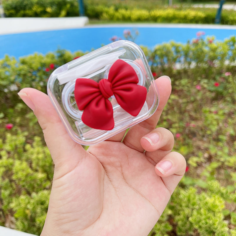 Bow Contact Lens Box Female Cute Japanese Light Simple And Transparent