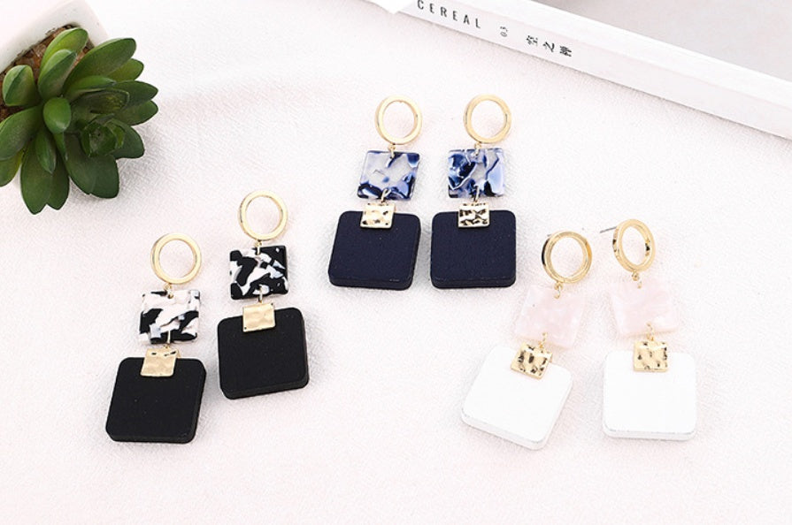 Leopard Earrings Square Wood Earrings