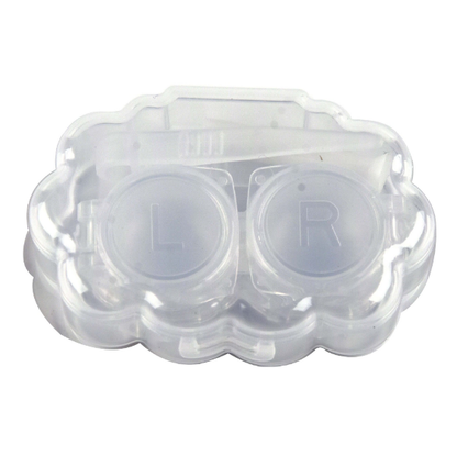 Portable contact lens case-transparent pink-1 set