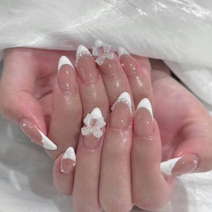 Acrylic Fake Nails Artificial Rhinestone Paste Gloss Short