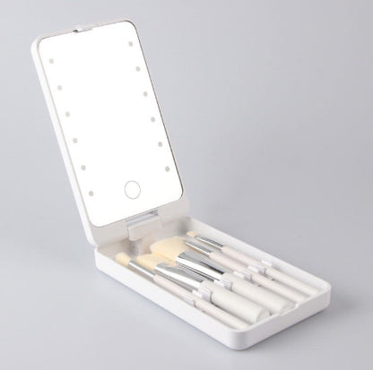Creative Folding Makeup Mirror With Makeup Brush Set