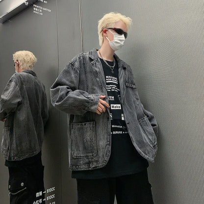Mens Retro Denim Jacket Loose And Casual