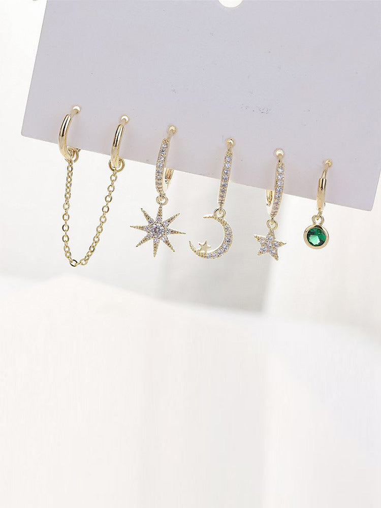 Moon Star Set Ear Clip Earrings