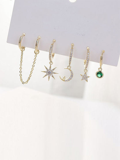 Moon Star Set Ear Clip Earrings