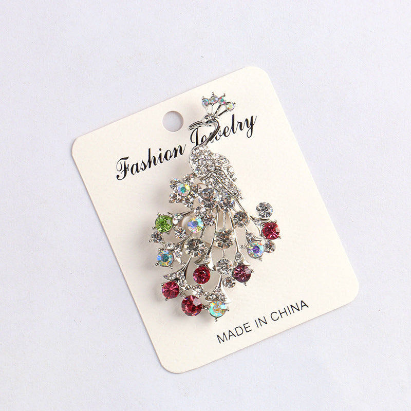 Fashion diamond inlaid peacock Brooch Pin